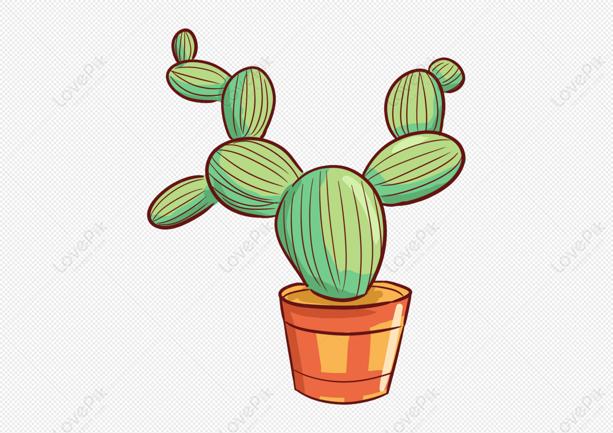 Cacto Verde Bonito E Pote Clipart Vector Png Elemento PNG , Cactus