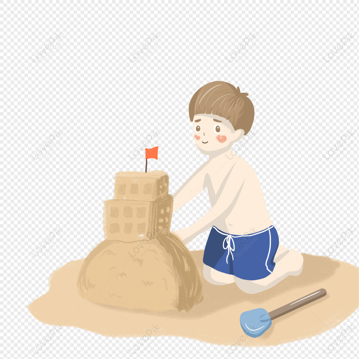 Cartoon Boy Stacking Sand Castle PNG Picture And Clipart Image For Free  Download - Lovepik | 401425385