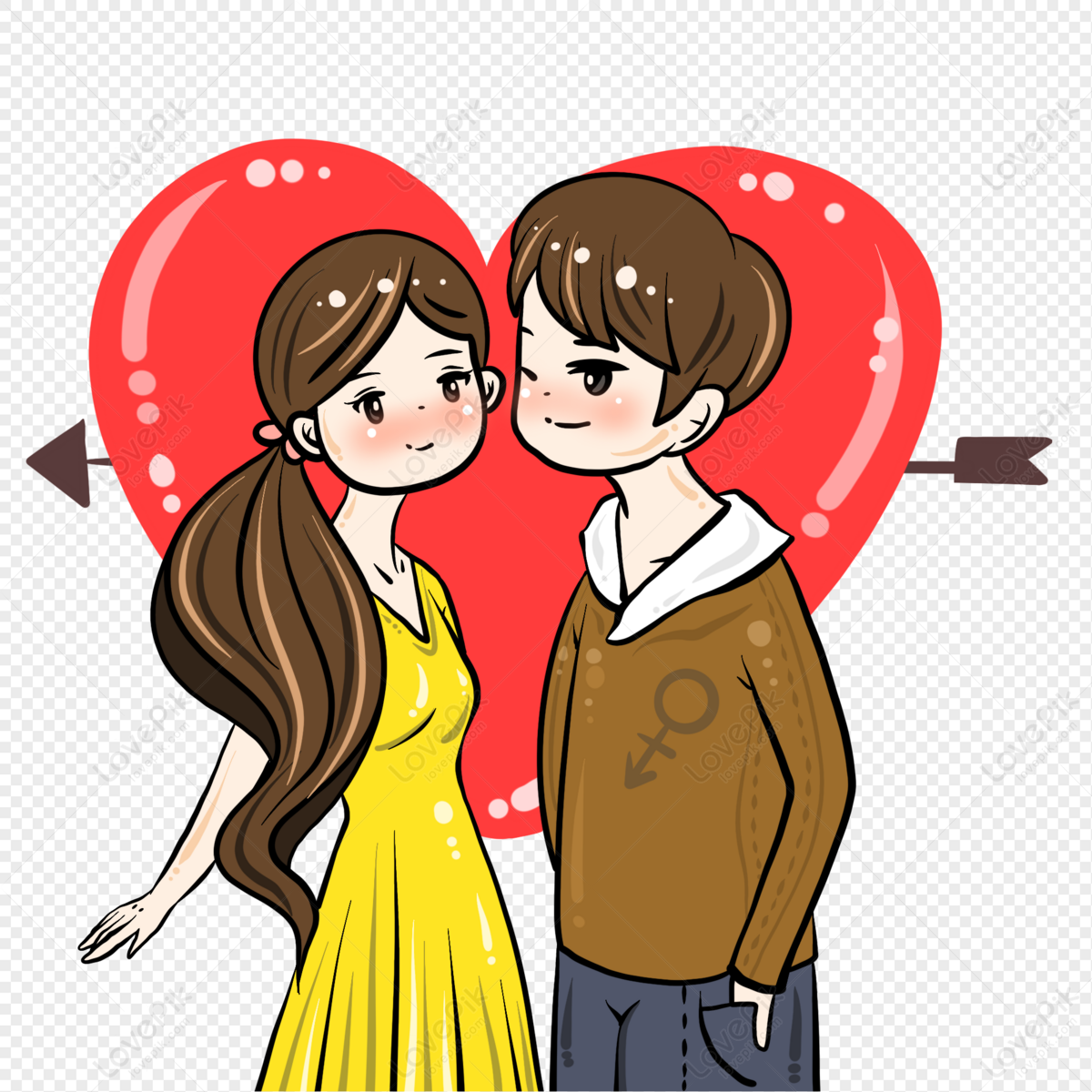Cartoon Hand Drawn Couple Valentines Day Valentines Day Lov PNG Transparent  Image And Clipart Image For Free Download - Lovepik | 401443547