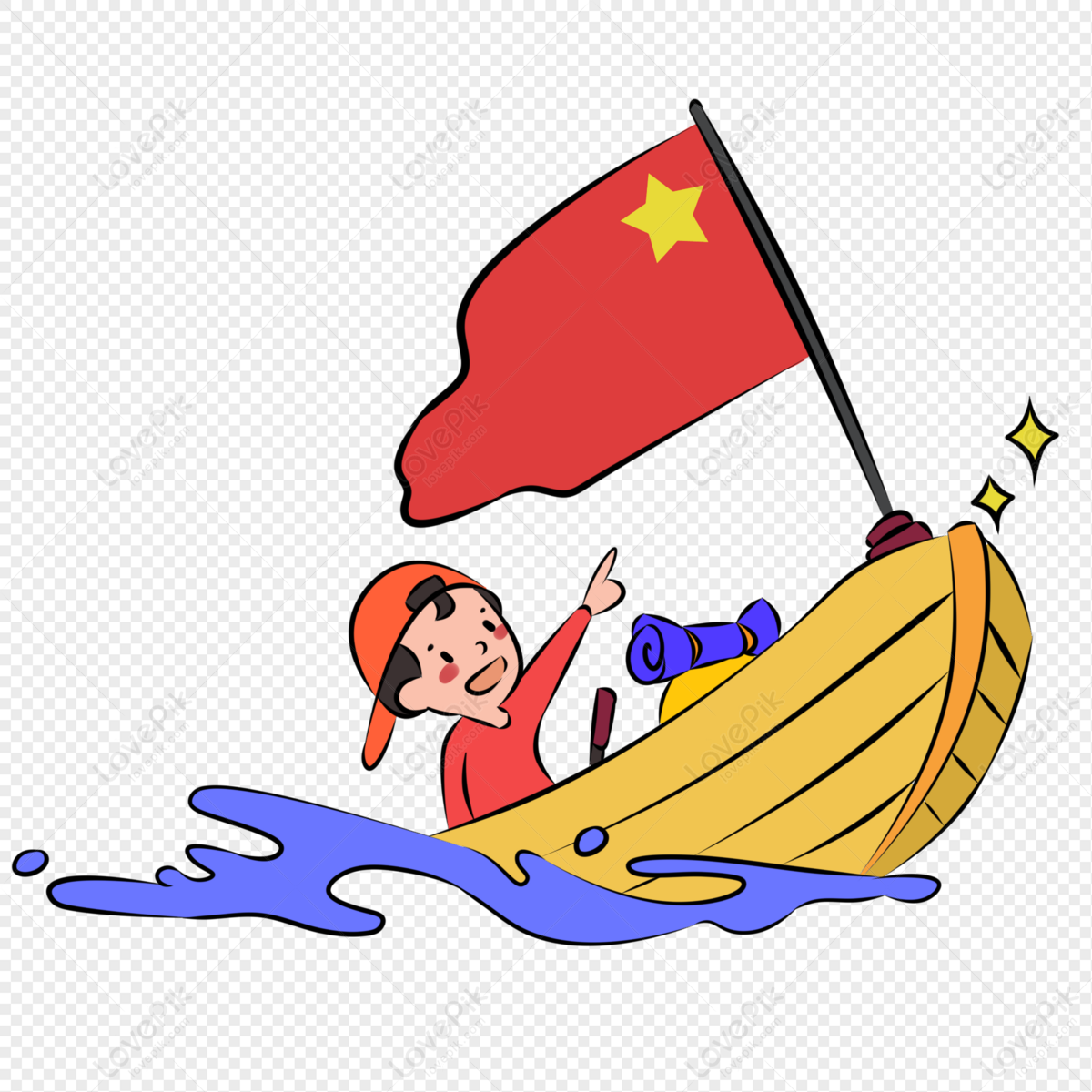 Cartoon Little Man Drawing A Boat In The National Day Holiday PNG Image And  Clipart Image For Free Download - Lovepik | 401452518