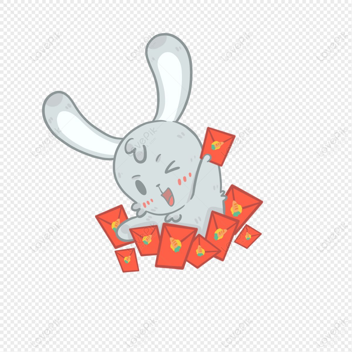 Cute Rabbit Holding Red Envelope Chinese Stock Vector (Royalty Free)  2212541863
