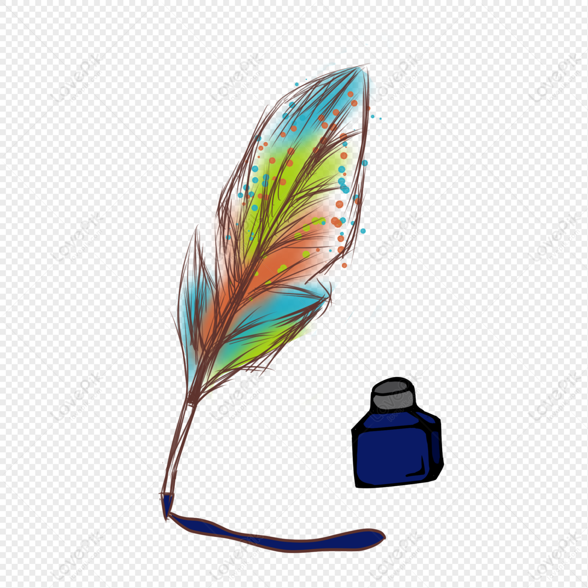 Feather Pen Hd Transparent, Colored Feather Feather Pen, Feather Clipart,  Colored Feathers, Feather Pens PNG Image For Free Download