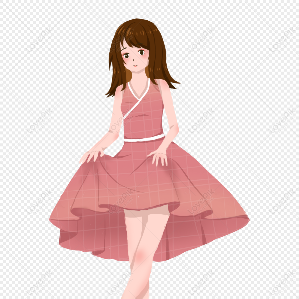 girl in dress cartoon