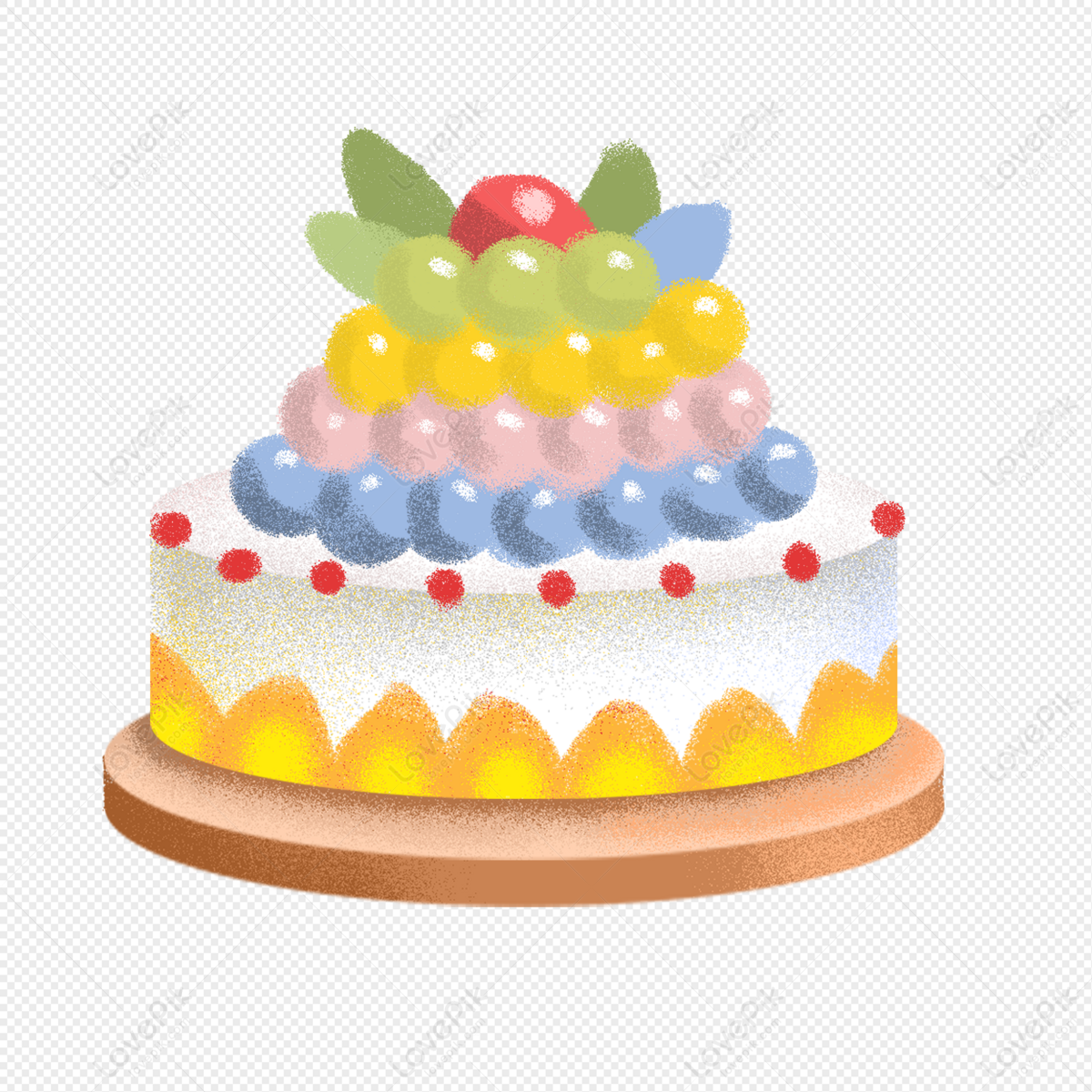 Hand Drawn Birthday Cake Illustration PNG Transparent Background ...
