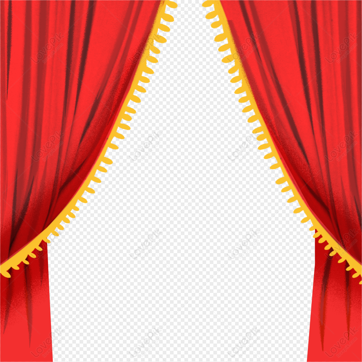 Hand Painted Red Chinese Style Stage Curtain Free PNG And Clipart ...