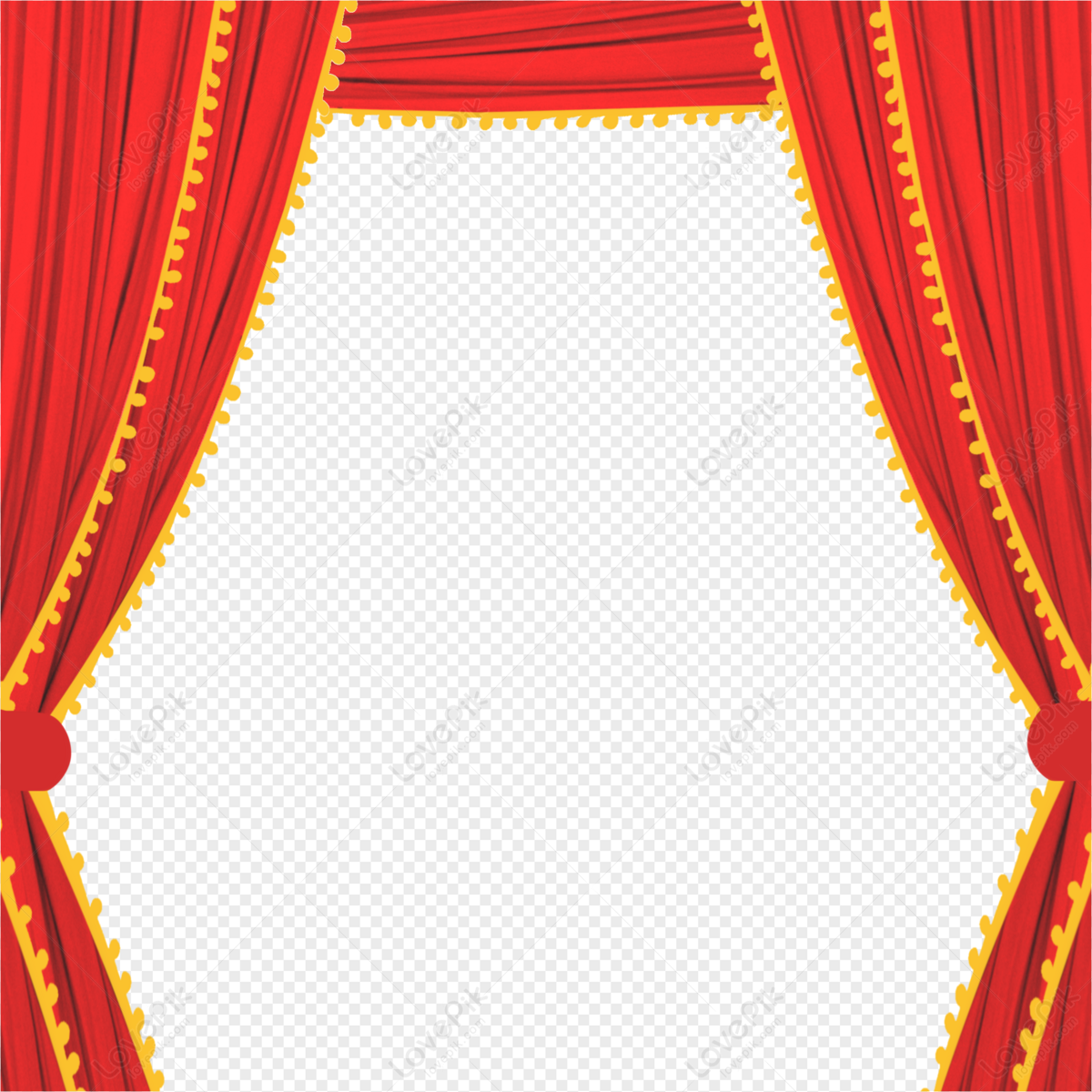 Hand Painted Red Chinese Style Stage Curtain PNG Transparent Image ...