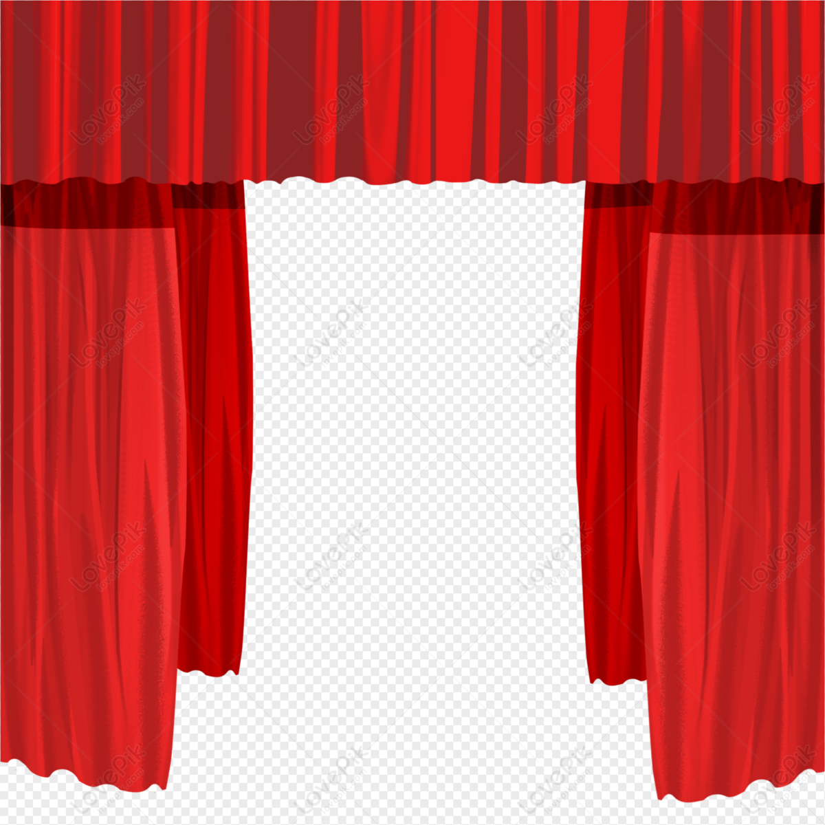 Hand Painted Red Chinese Style Stage Curtain PNG White Transparent ...