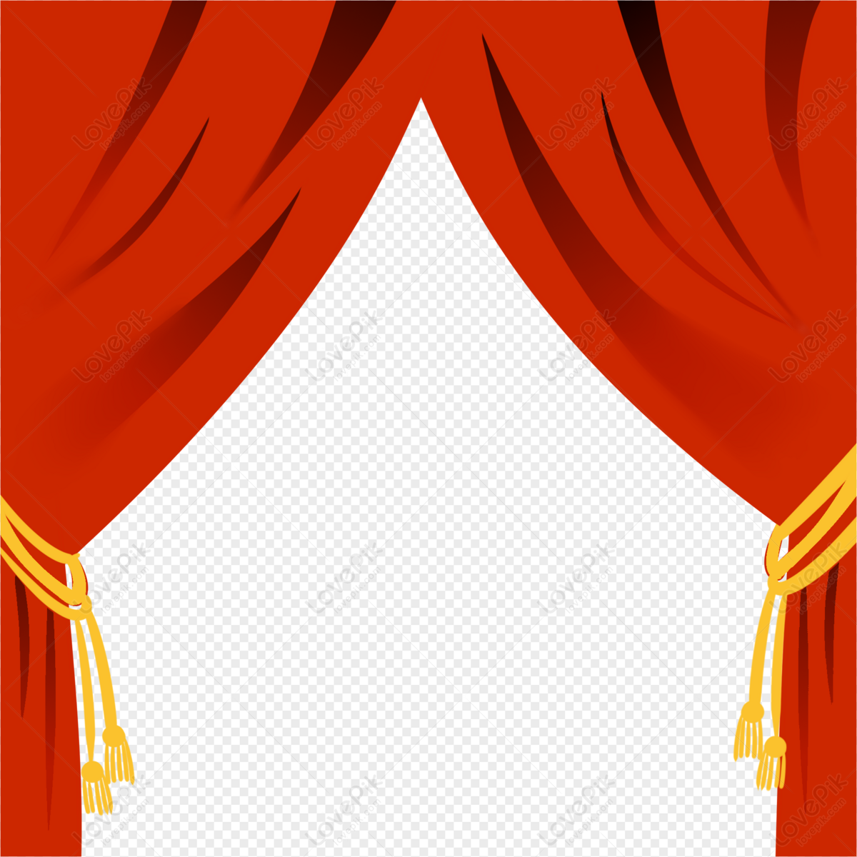 Hand Painted Red Chinese Style Stage Curtain PNG Transparent And ...