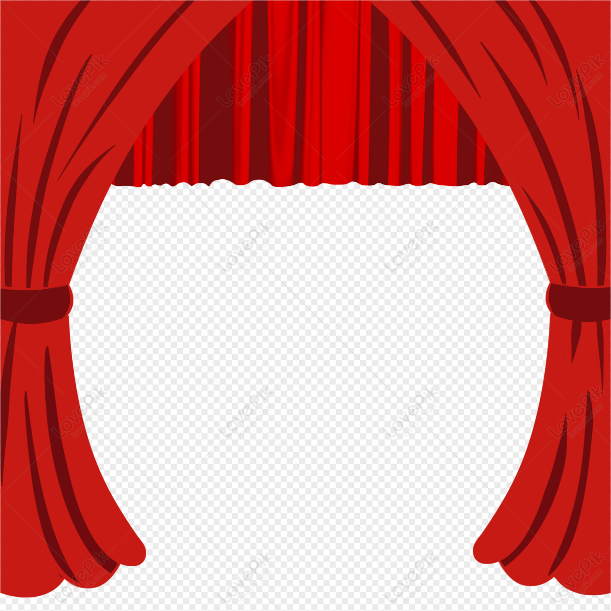 Hand Painted Red Chinese Style Stage Curtain PNG Picture And ...