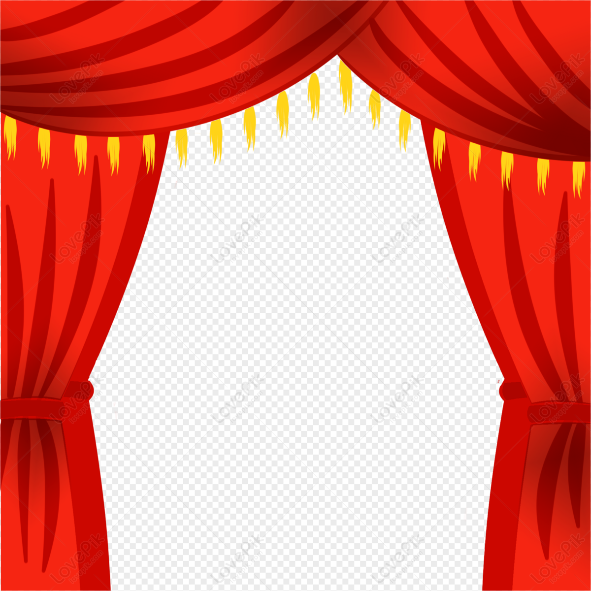 Hand Painted Red Chinese Style Stage Curtain PNG Image Free ...