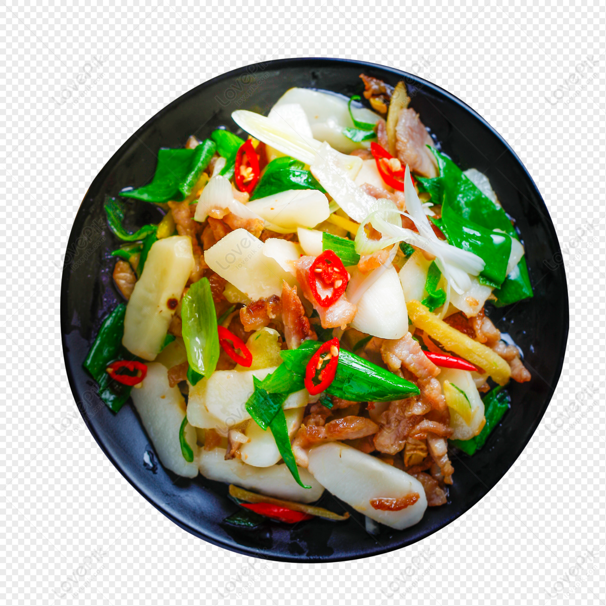 Sliced Pork Material Stir fry Pork PNG White Transparent And