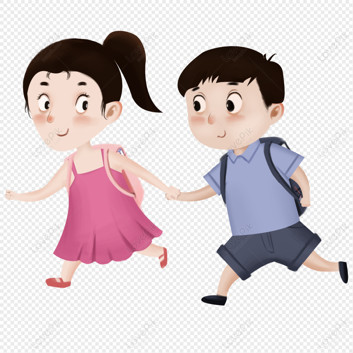 A Small Partner Who Goes To School Together PNG Image And Clipart Image ...