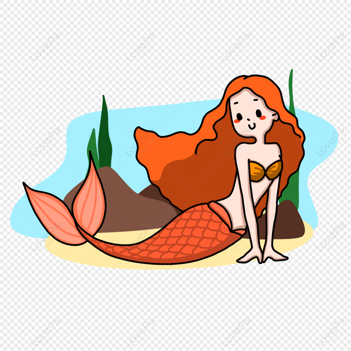 Cartoon Mermaid Under The Sea PNG Transparent Image And Clipart Image For  Free Download - Lovepik | 401459737