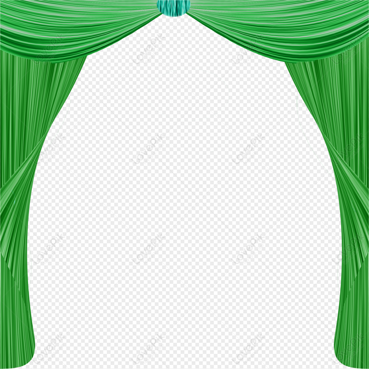 green stage curtains