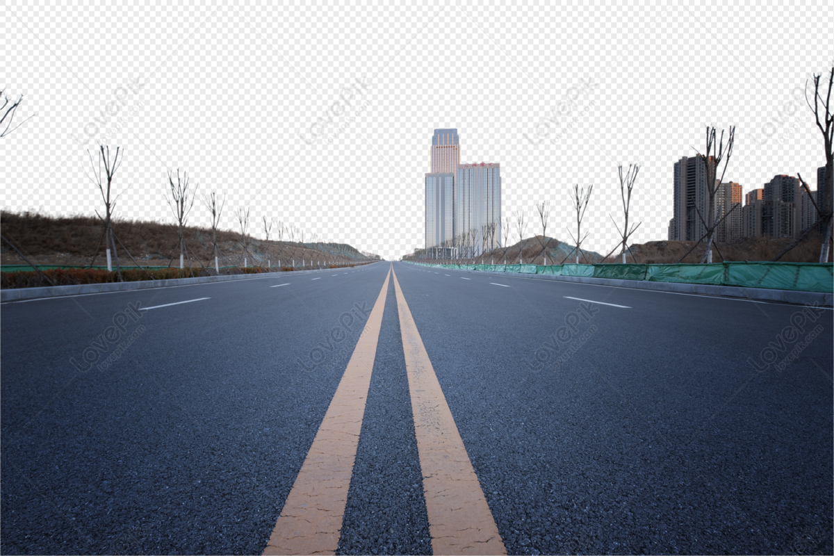 Empty road, building, highway, traffic free png