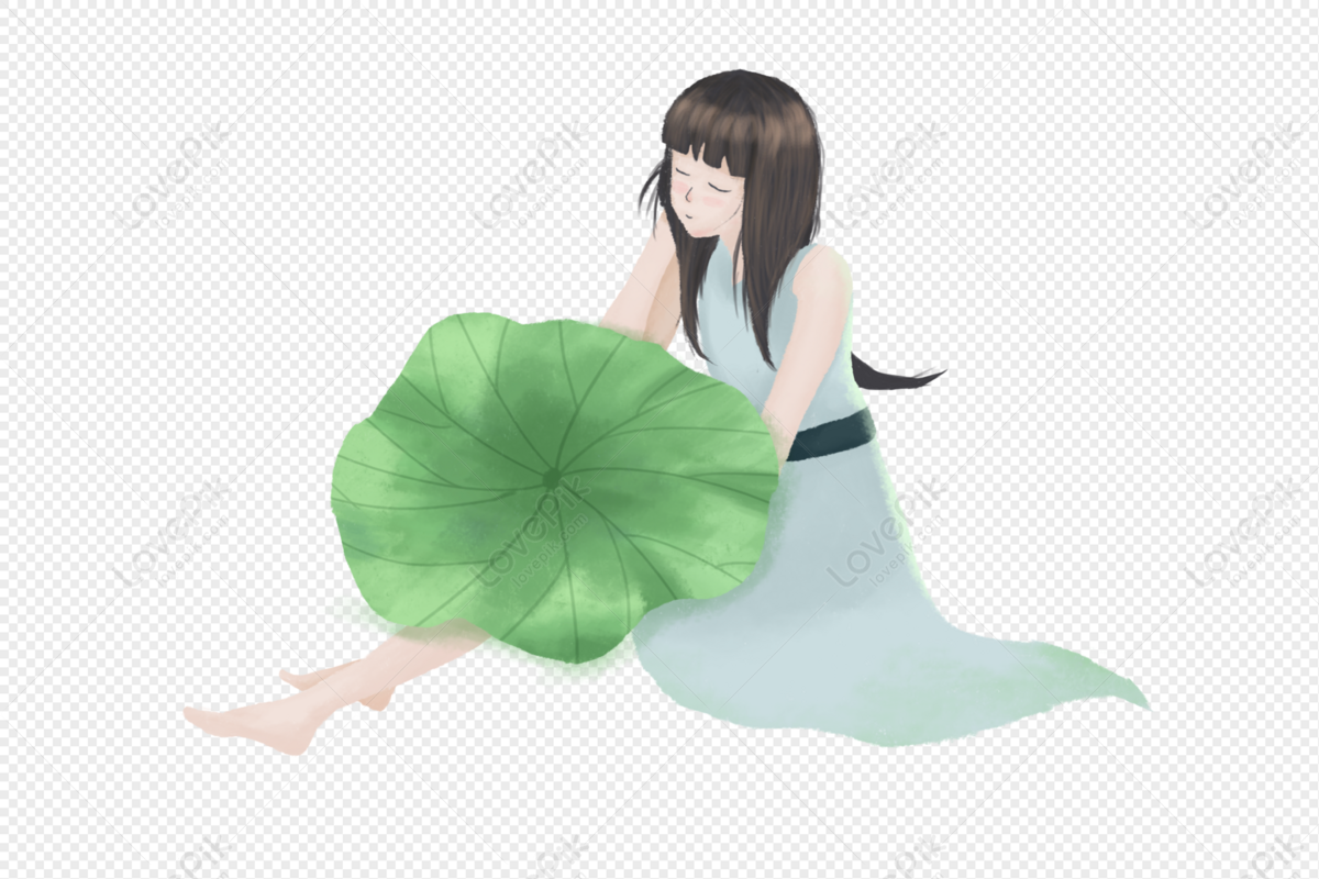 Girl Holding Lotus Leaf PNG Hd Transparent Image And Clipart Image For ...