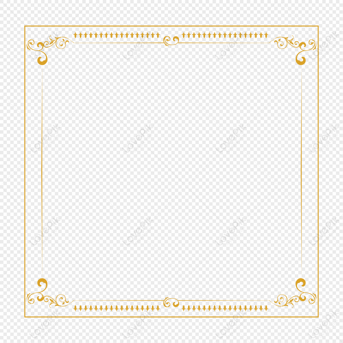 Golden Pattern Border, Material, Golden Border, Gold PNG Transparent ...