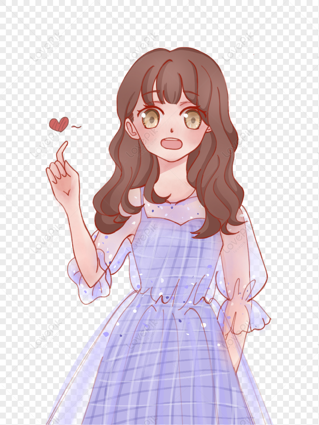 Hand Drawn Cartoon Small Fresh Chinese Valentines Day Girl Wear PNG  Transparent Image And Clipart Image For Free Download - Lovepik | 401455197