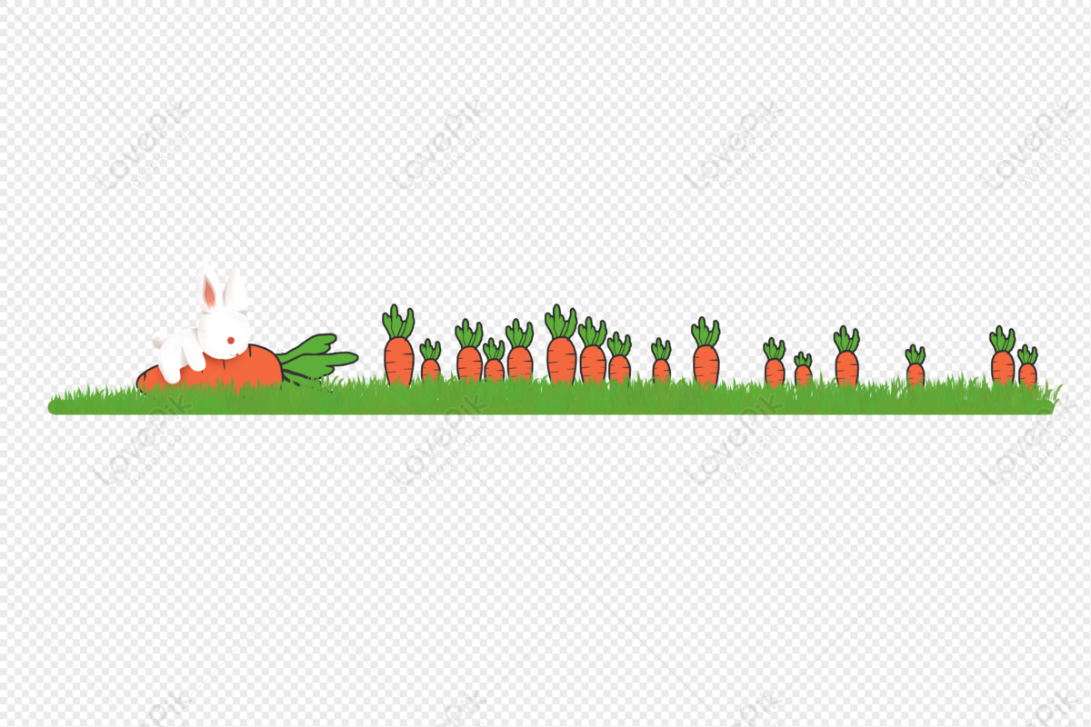 Hand Drawn Cute Bunny With Carrot Dividing Line, Horizontal, Dashed ...