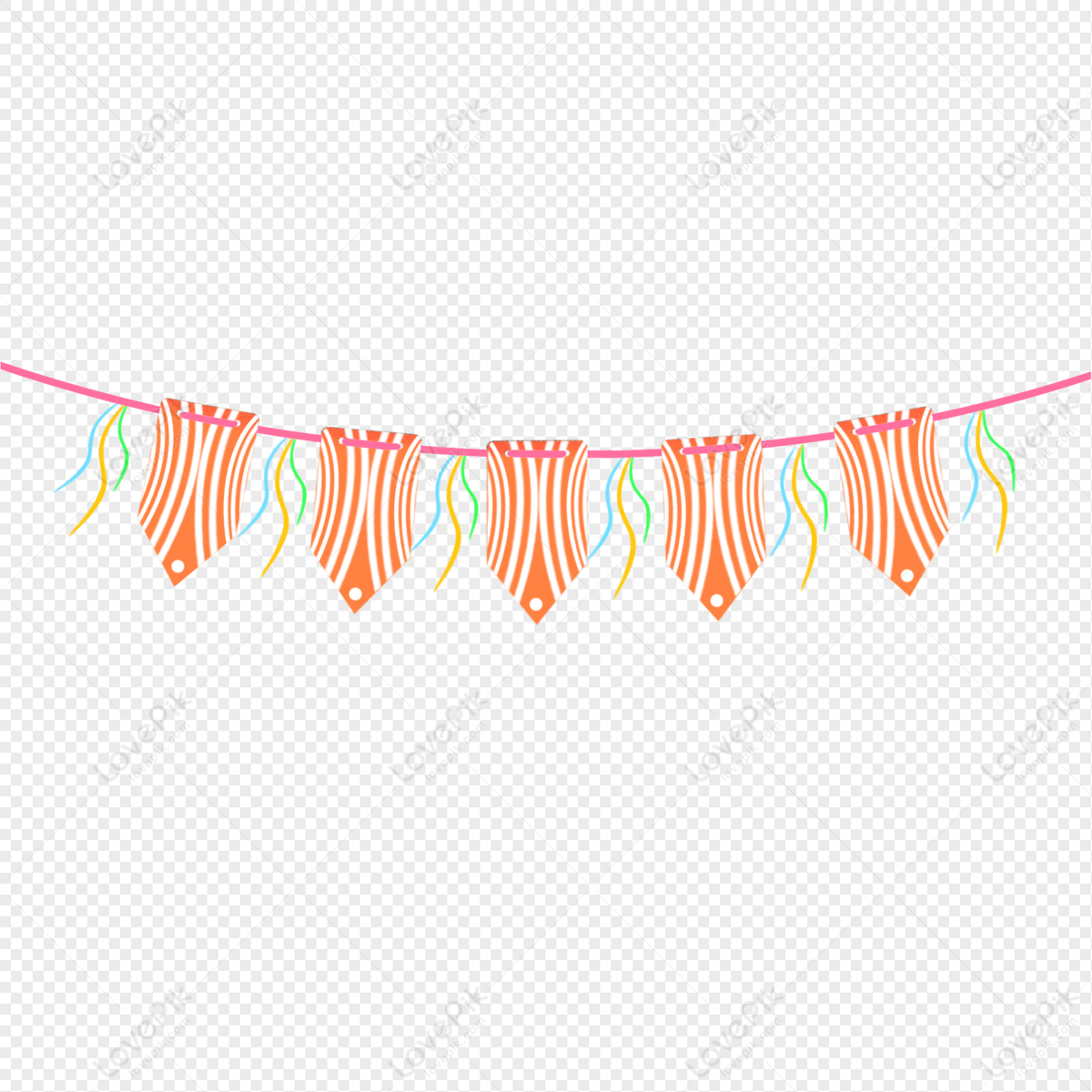 Hand Drawn Striped Bunting, Atmosphere, Bunting, Party PNG Picture And ...