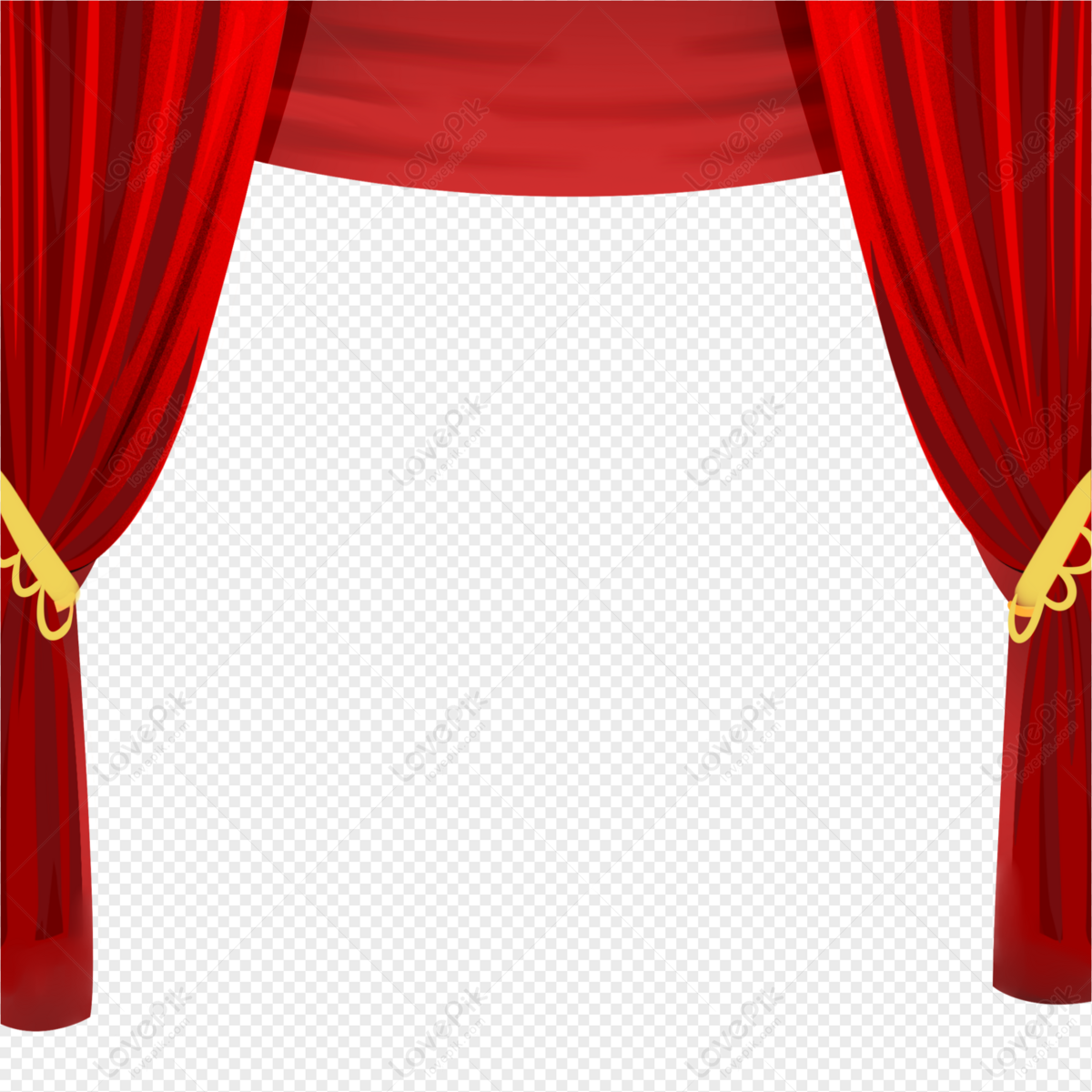 Hand Painted Red Chinese Style Stage Curtain PNG White Transparent ...