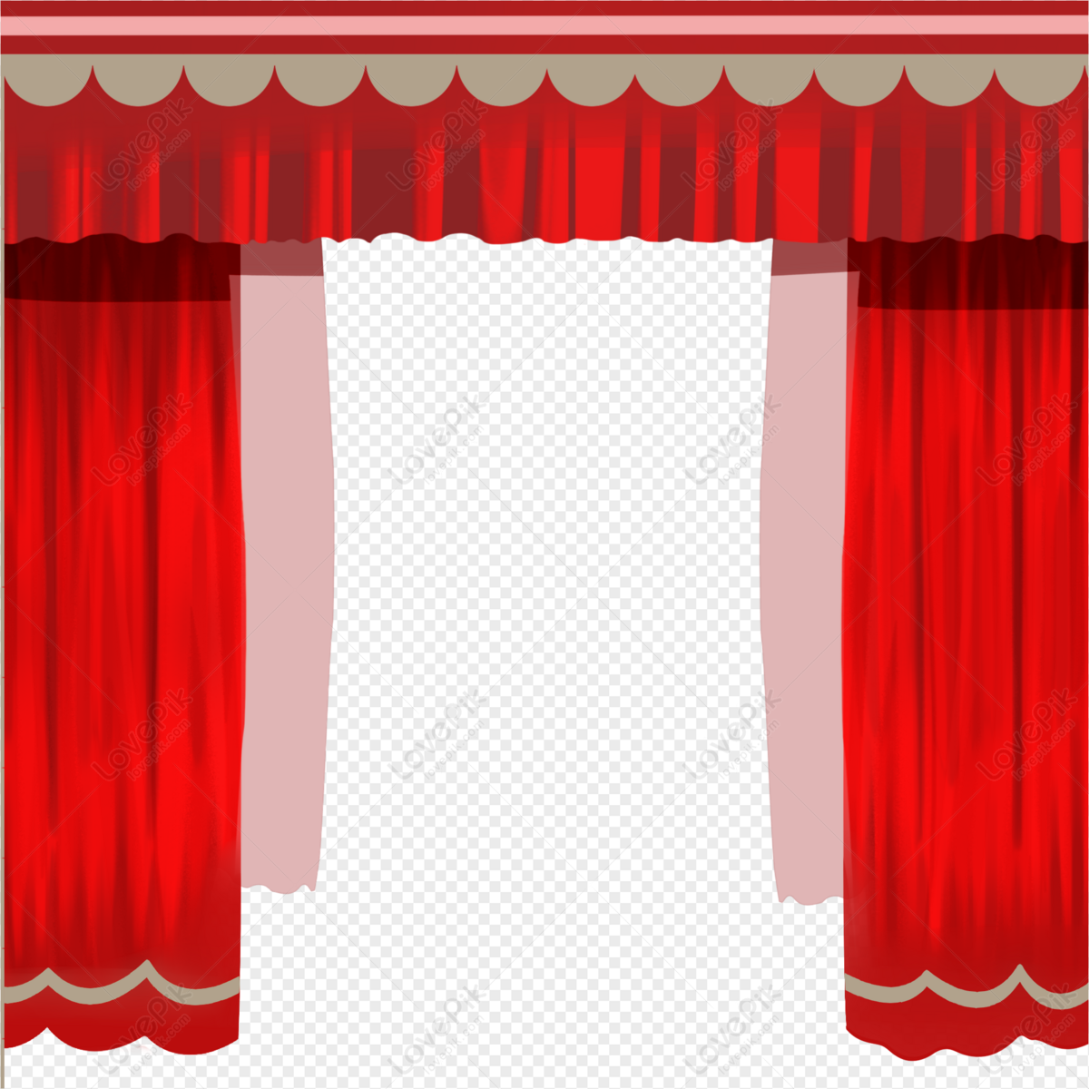Hand Painted Red Chinese Style Stage Curtain PNG Free Download And ...