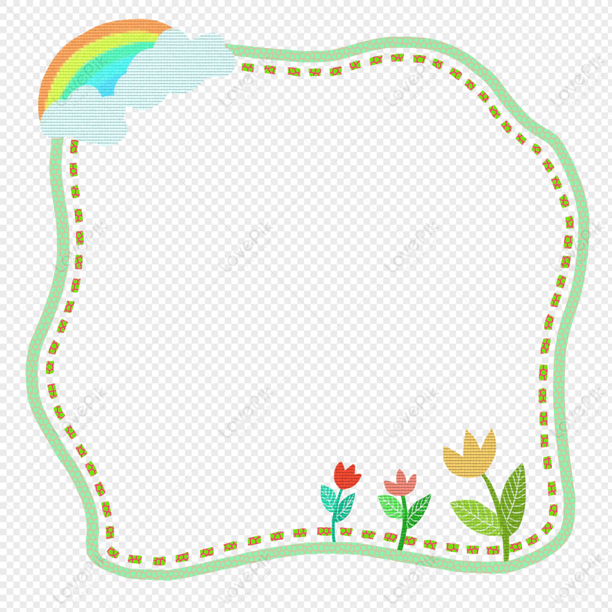 Rainbow Flower Border, Rainbow Border, Rainbow, Hand Painting PNG ...