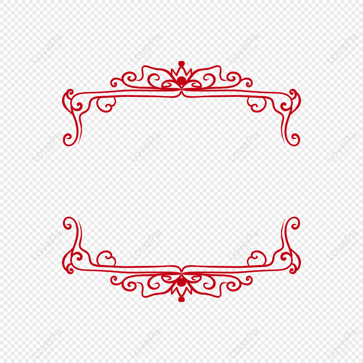 Red Pattern Decorative Border Material Elegant Borders Red