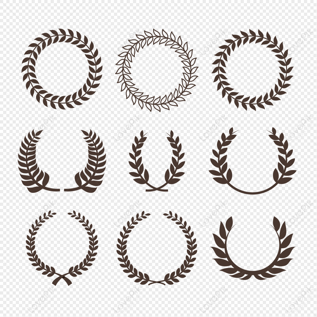 Black leaves branches border, black branches, laurel wreath, material png image