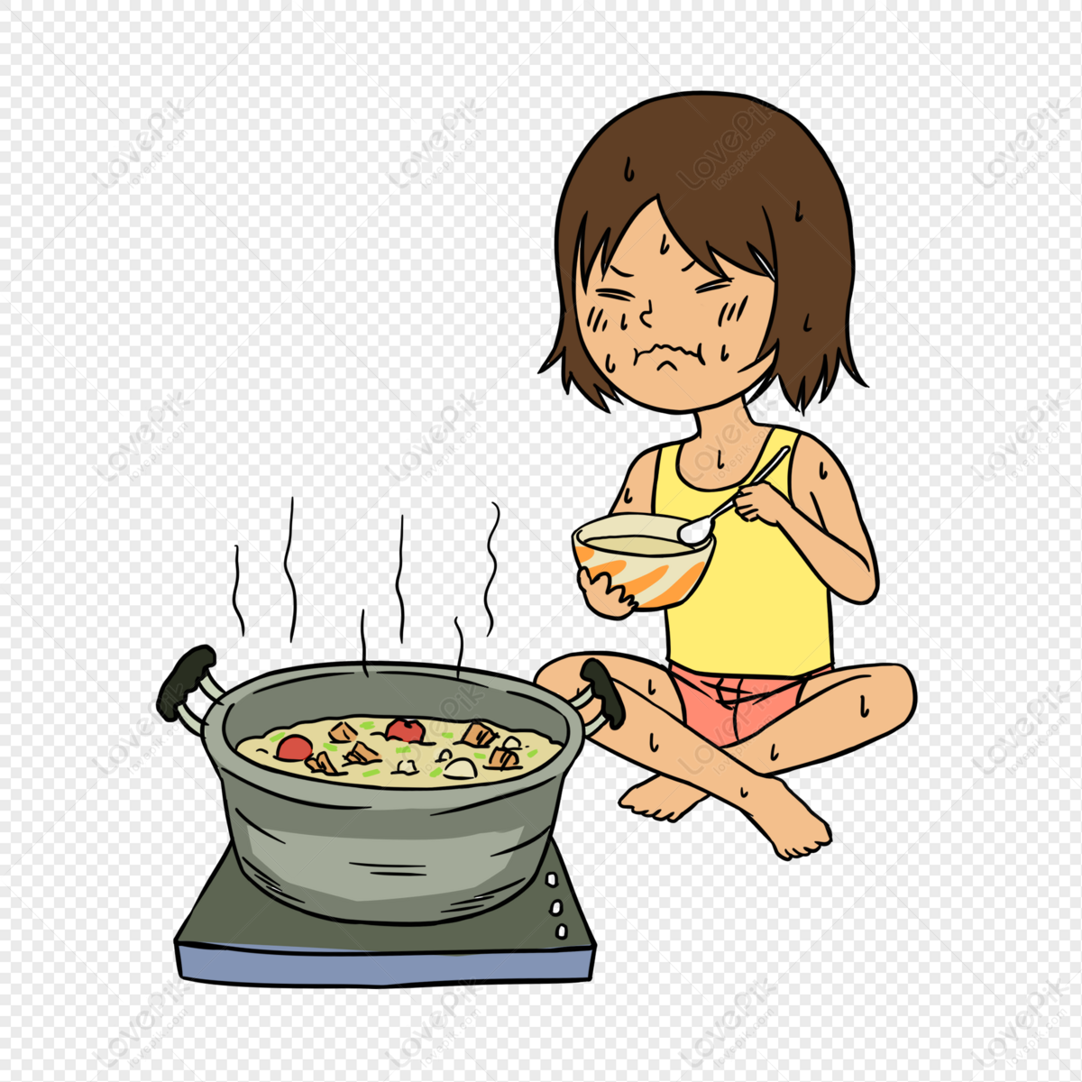 Cartoon Big Summer Girl Eating Hot Pot PNG Picture And Clipart Image For  Free Download - Lovepik | 401480055