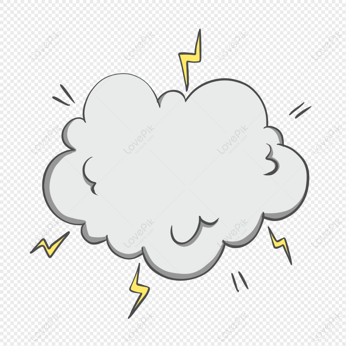 Cartoon Black Cloud Lightning Bubble Frame PNG Transparent Background And  Clipart Image For Free Download - Lovepik | 401491670