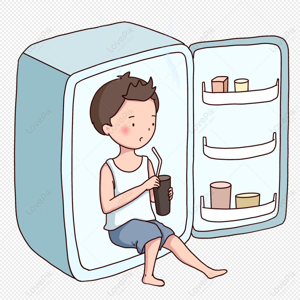 Cartoon Boy Taking A Cool Fridge Free PNG And Clipart Image For Free  Download - Lovepik | 401480379