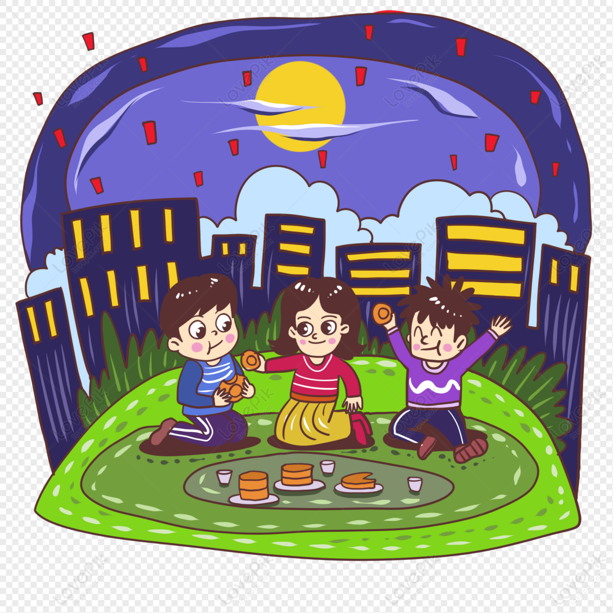 Children Who Eat Moon Cakes And Enjoy The Moon, Cake, Kid Reward ...