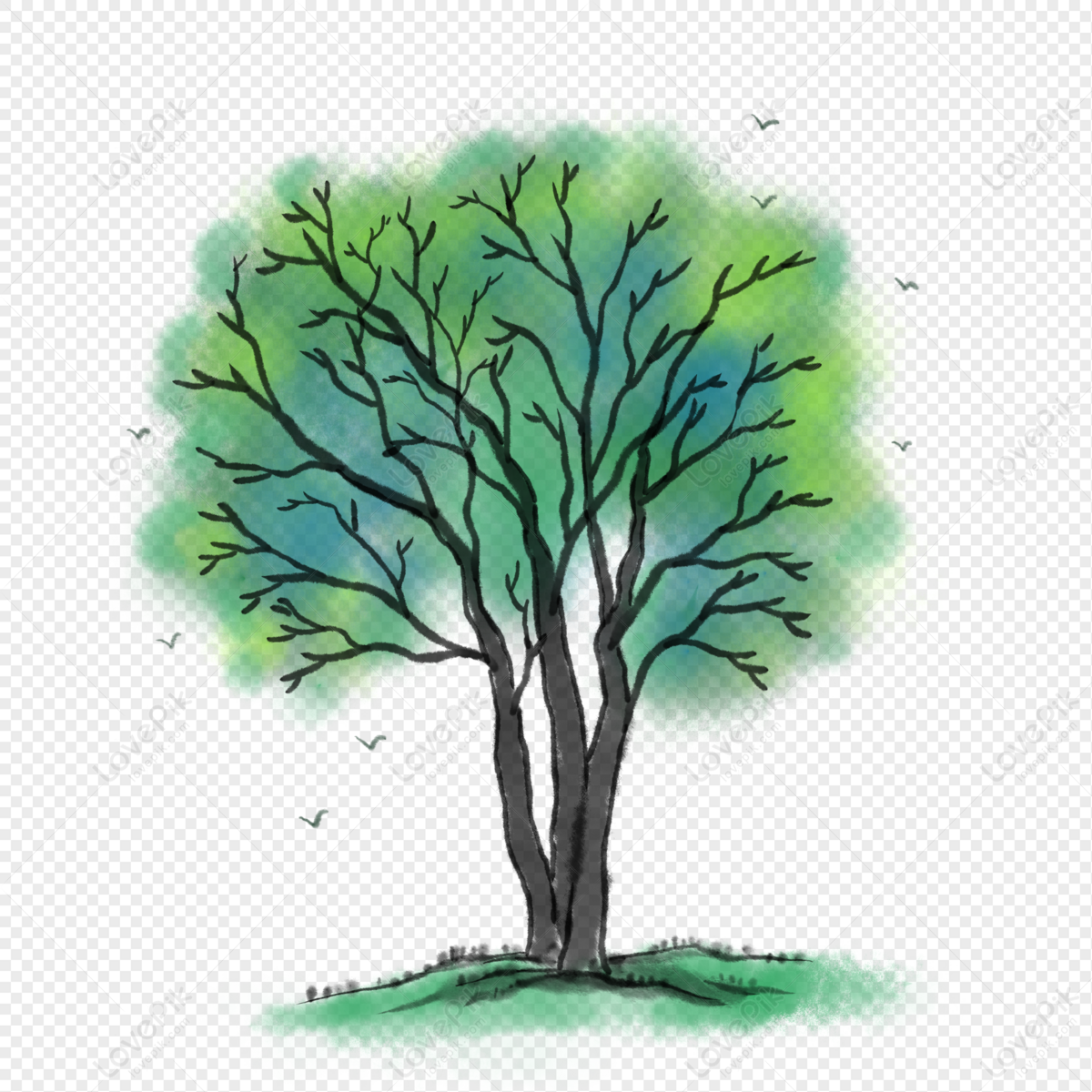 china house clipart with trees