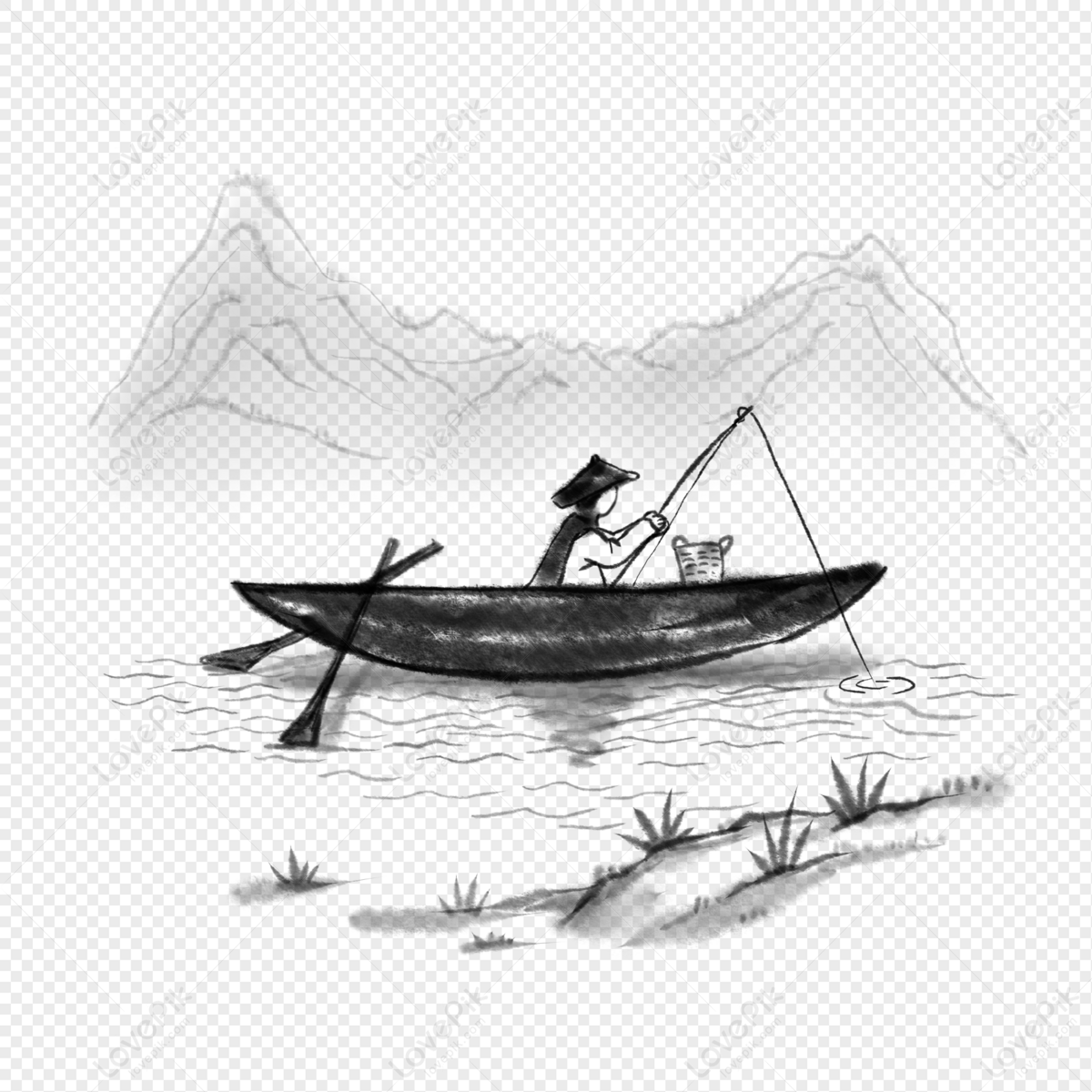 卡通渔民捕鱼插画色彩设计图__海报设计_广告设计_设计图库_昵图网nipic.com