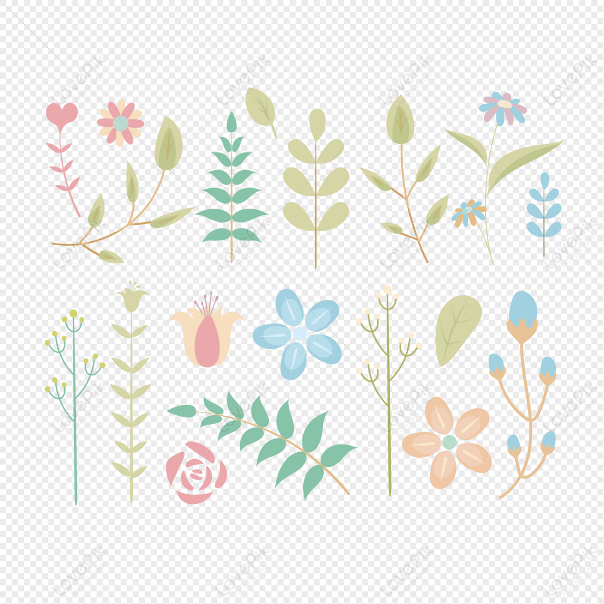 Flower Green Plant Element, Botanical, Green Plant, Plant PNG ...