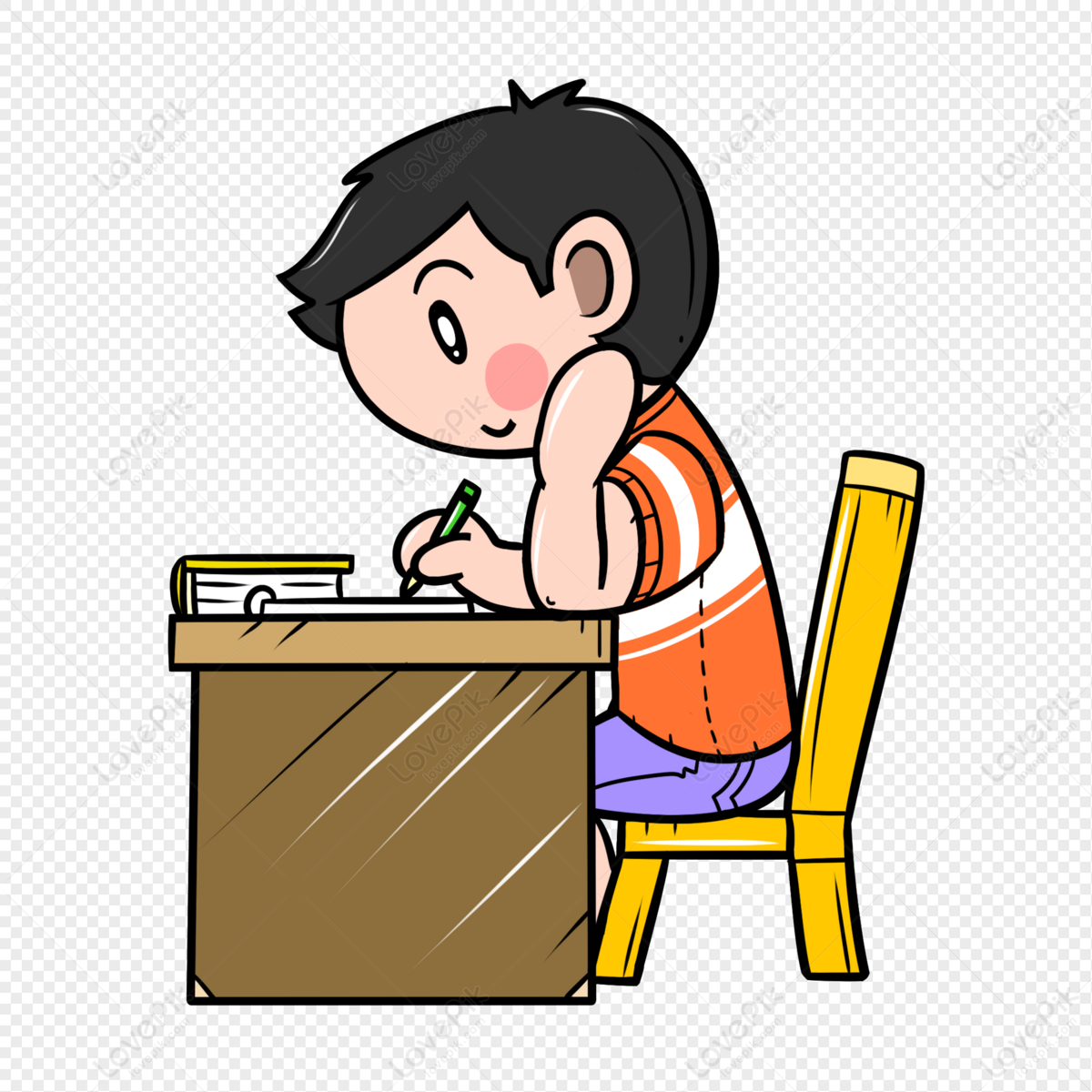 Little Boy Doing Homework Thinking During The School Season PNG Transparent  Image And Clipart Image For Free Download - Lovepik | 401495887