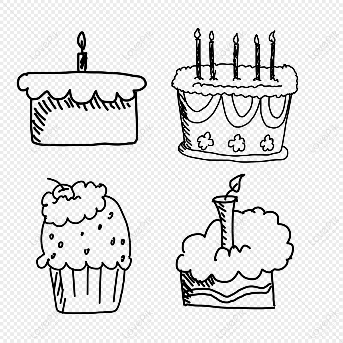 Premium Vector | Cake sketch with candle on white background vector