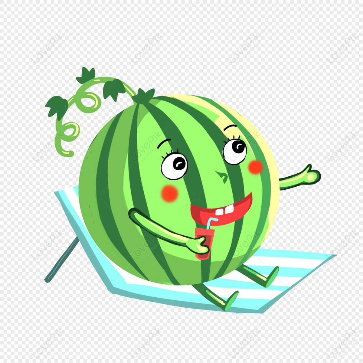 Summer Cute Cartoon Watermelon Doll PNG White Transparent And Clipart Image  For Free Download - Lovepik | 401485232