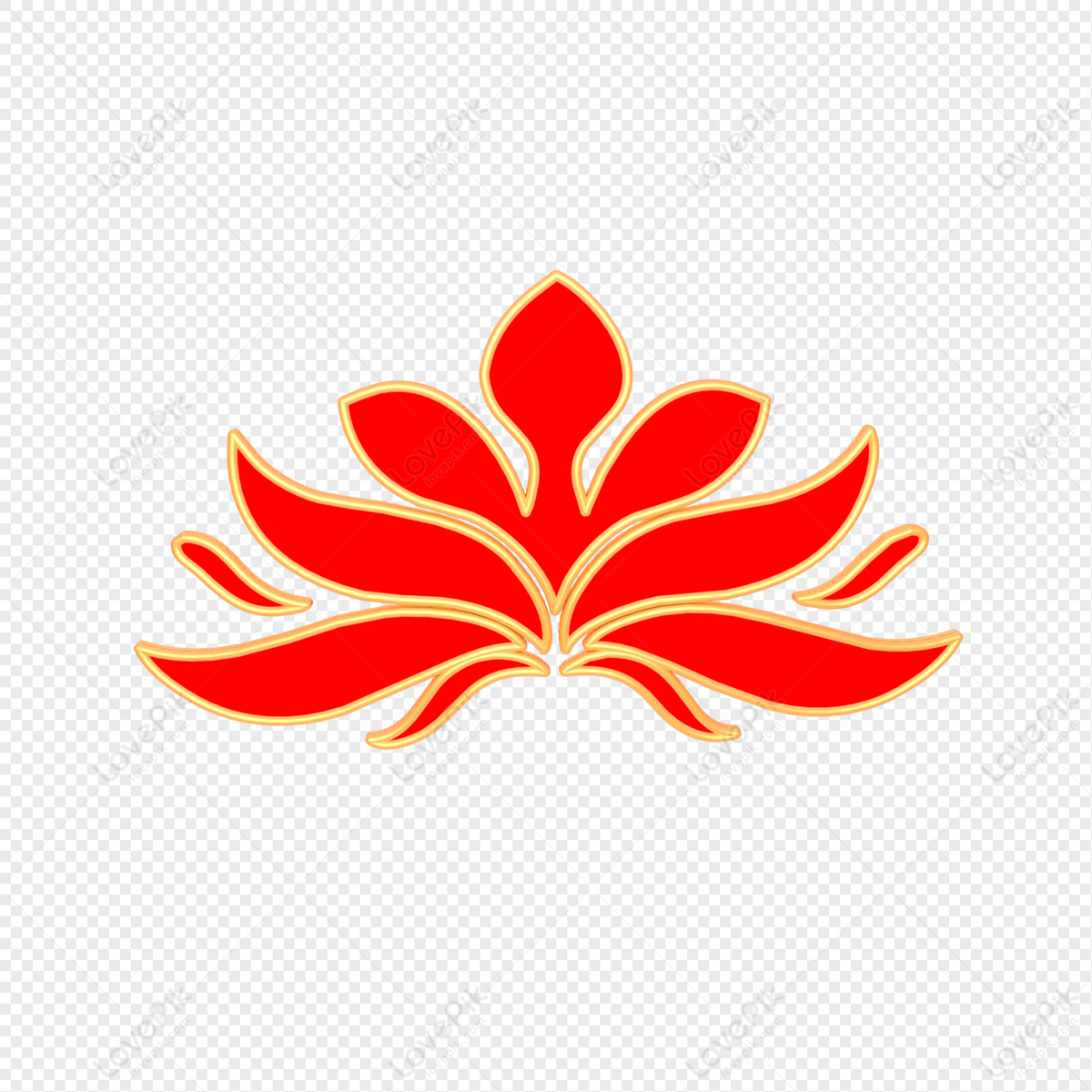 Three Dimensional Creative Gold Red Flower PNG Free Download And ...