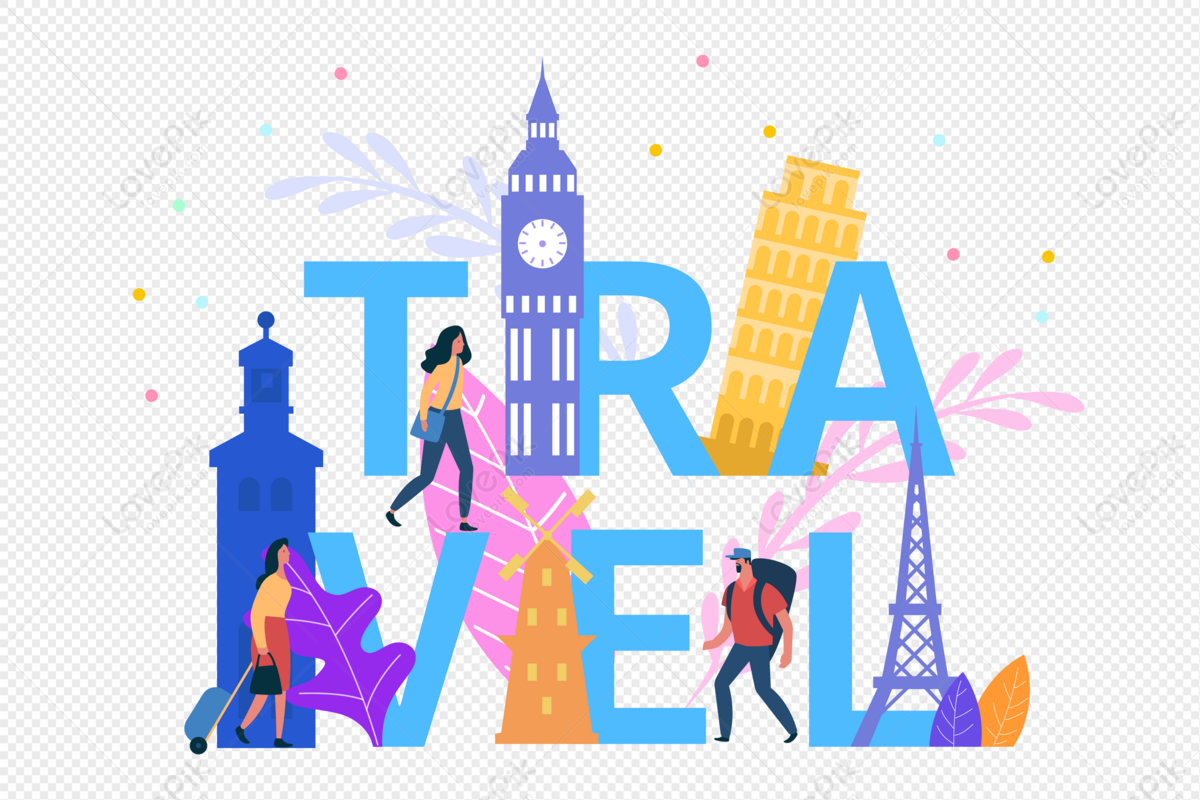 Travel illustration, travel, eiffel tower, tourism png image free download