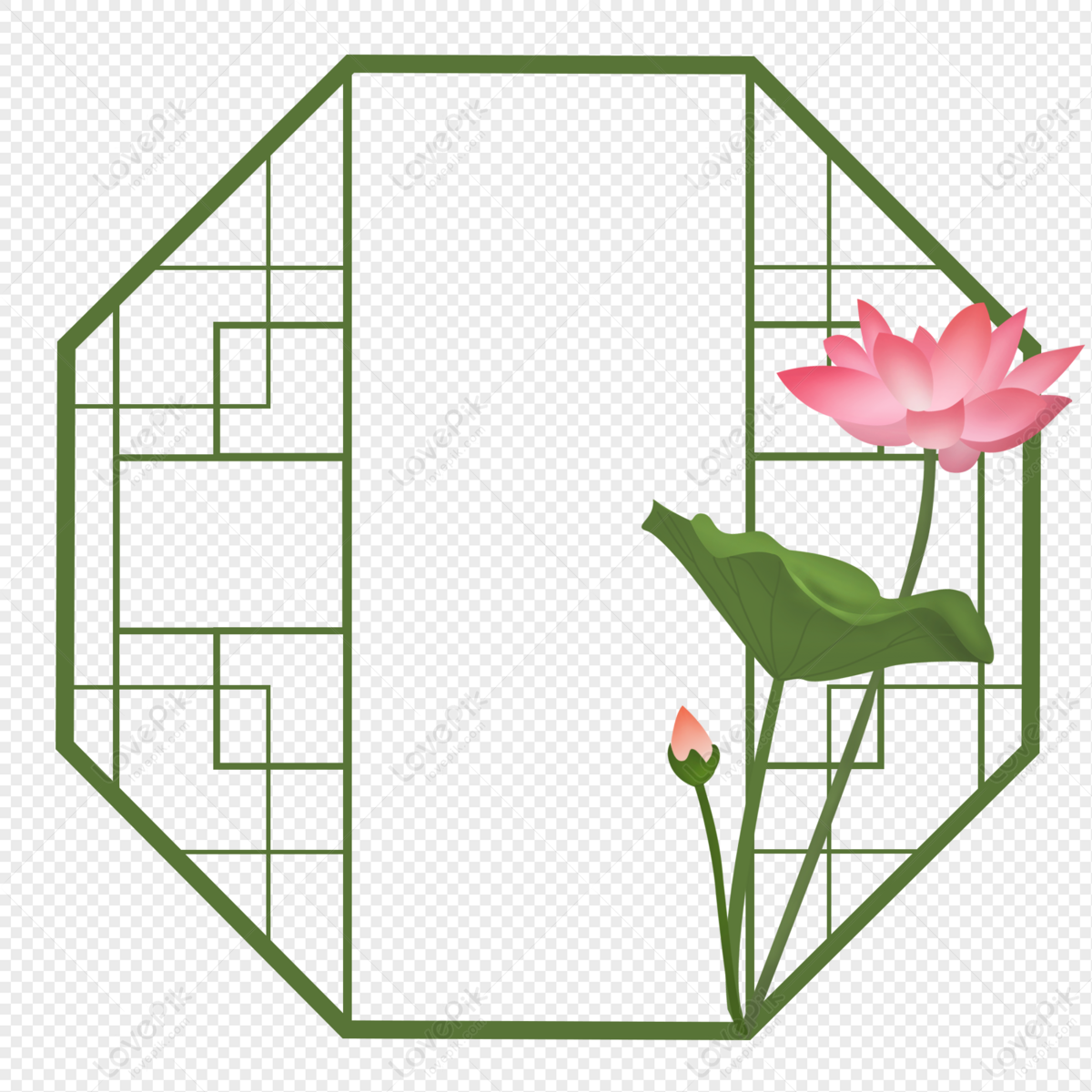 Antique Lotus Window Frame Free PNG And Clipart Image For Free ...