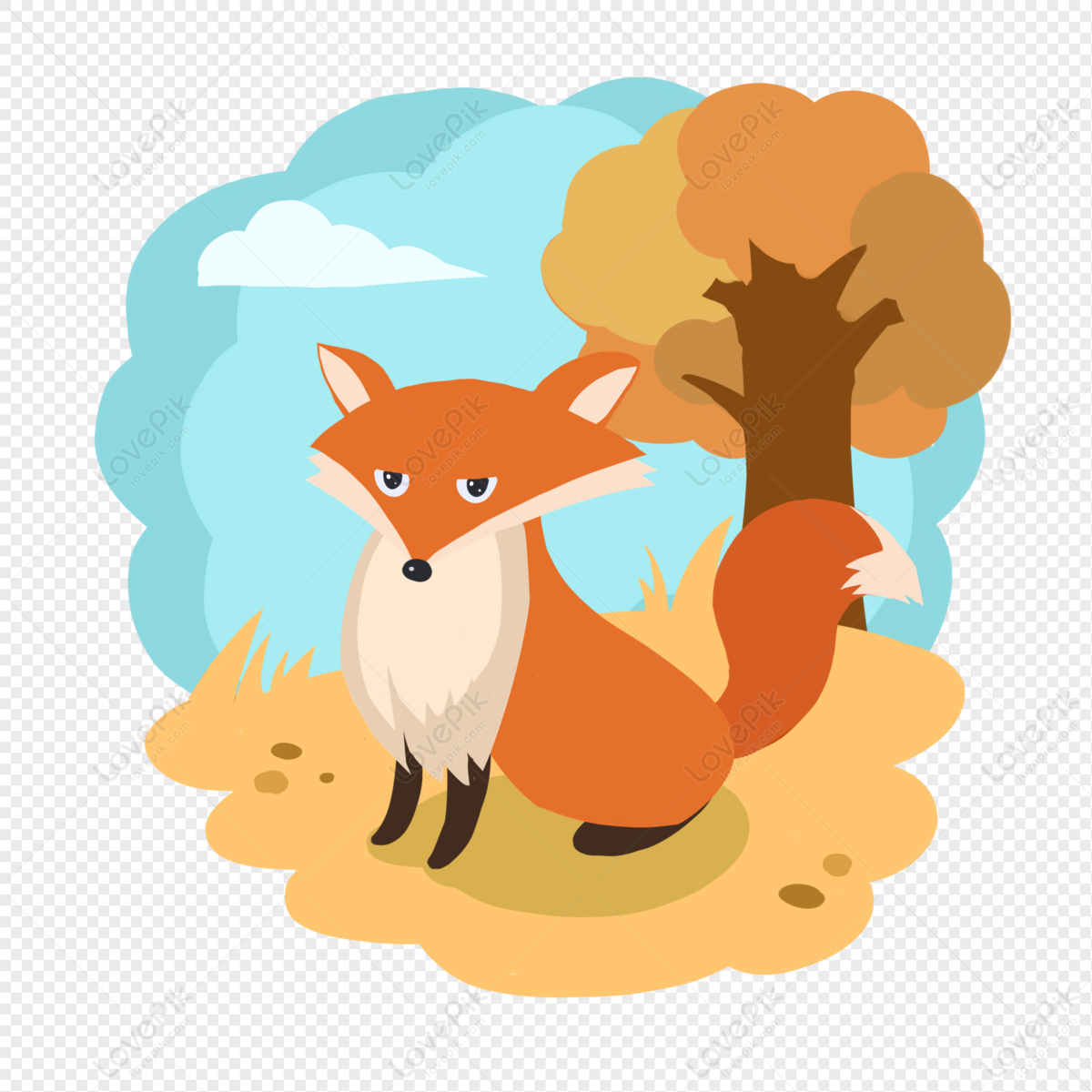 Autumn Animal Wilderness Trees Fox, Tree, Hedgehog Fox, Golden Autumn