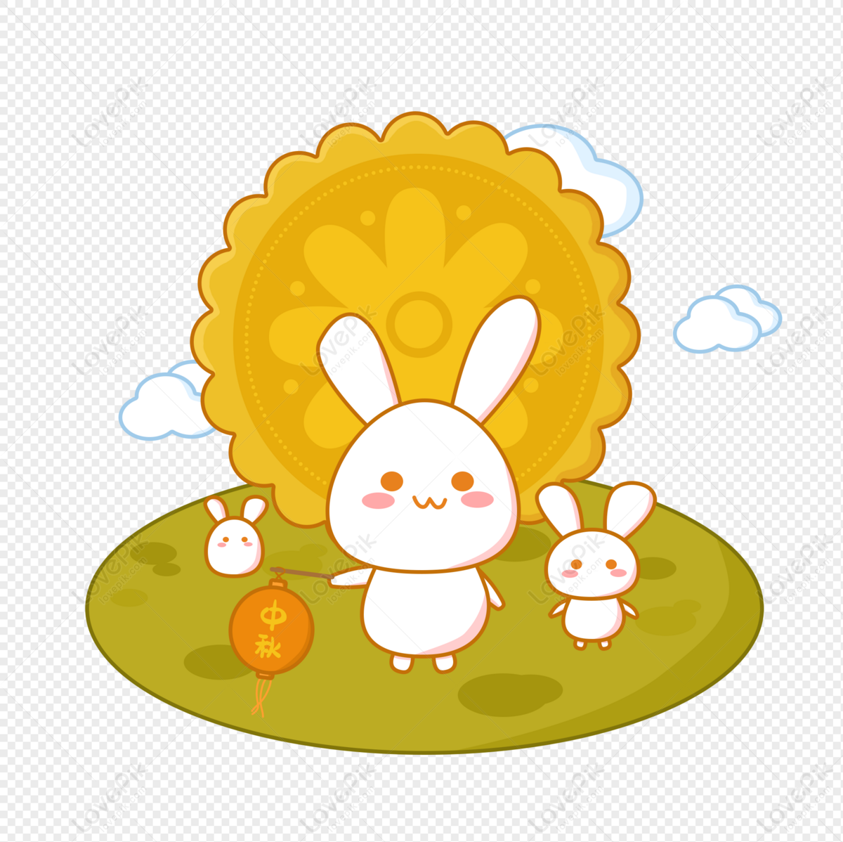 Cartoon Jade Rabbit And Moon Cake PNG Image Free Download And Clipart ...