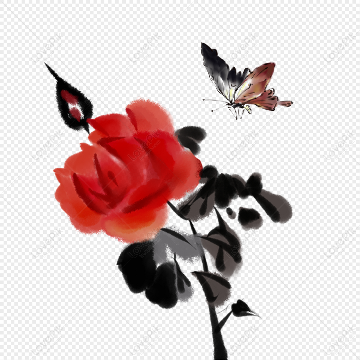 Pintura China Flores Y Mariposas PNG Imágenes Gratis - Lovepik