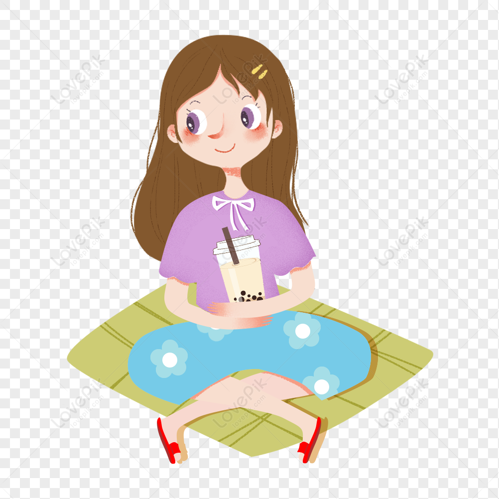 Girl Drinking Milk Tea PNG Picture And Clipart Image For Free Download ...