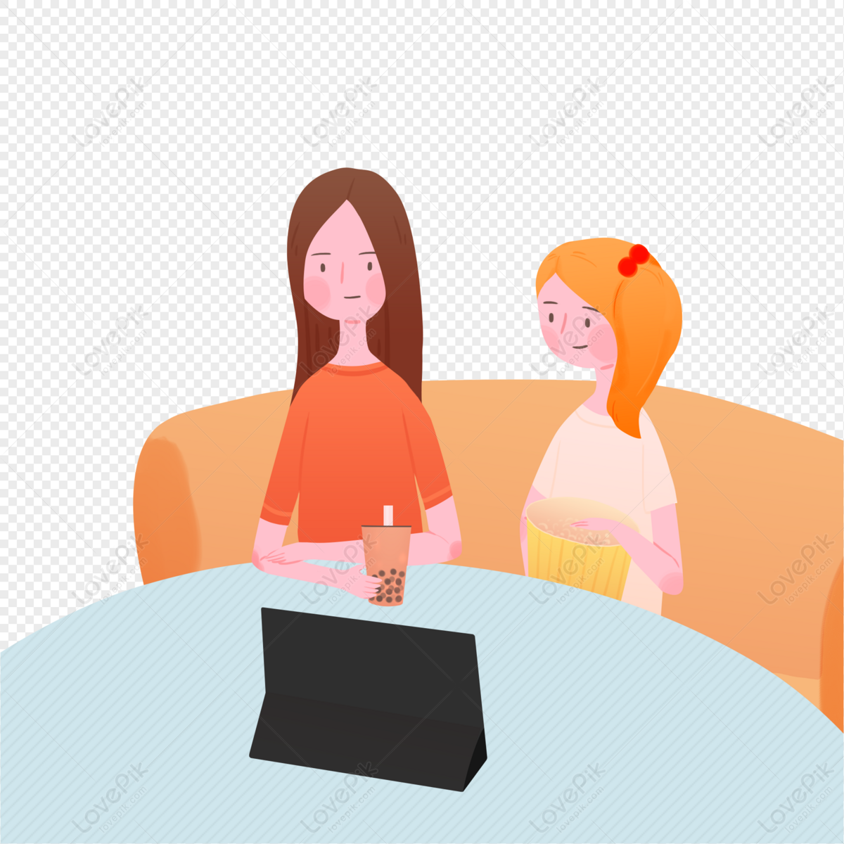 Hand Drawn Cartoon Girl Watching Tv PNG Transparent And Clipart Image For  Free Download - Lovepik | 401530266