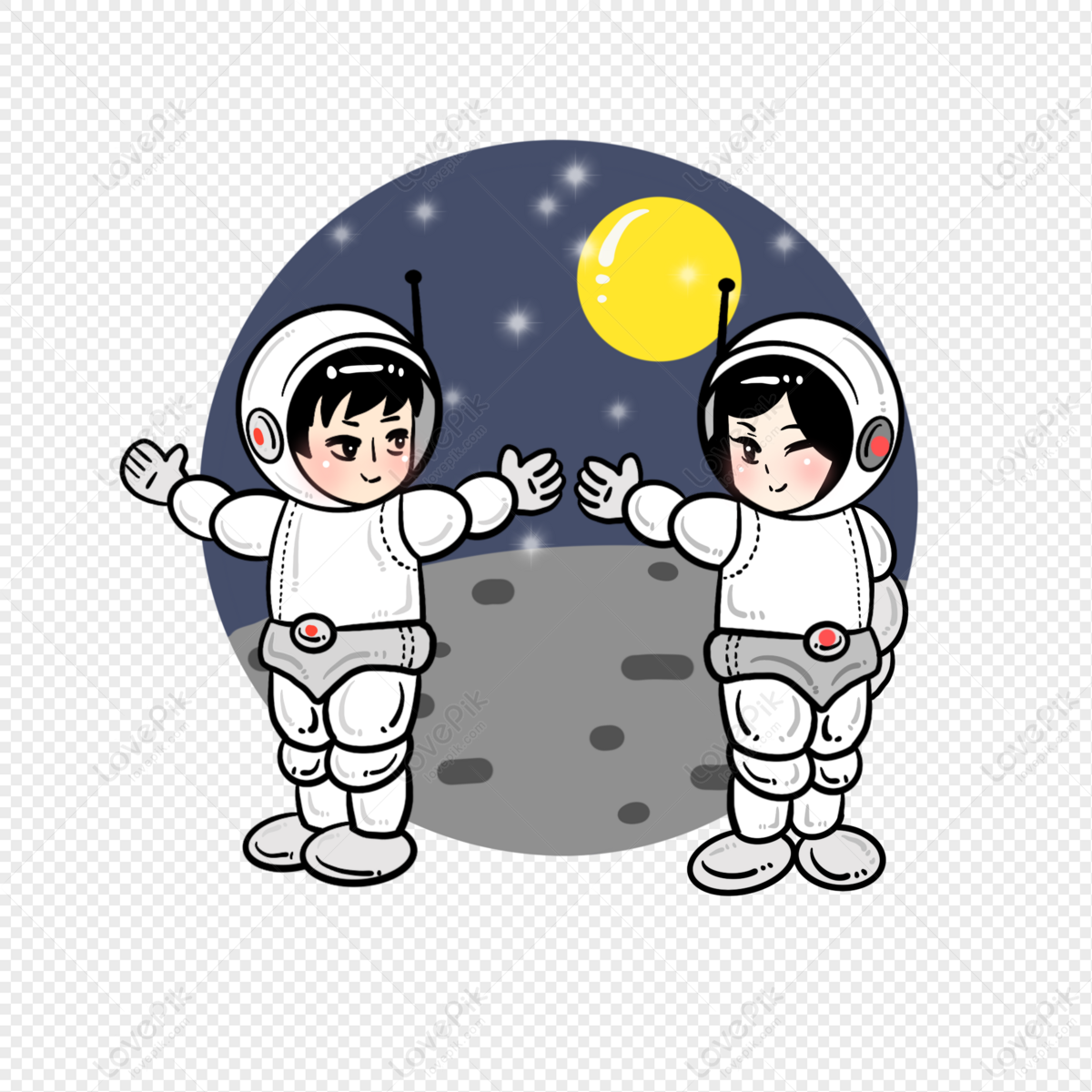 Hand Drawn Cartoon Human Lunar Day Cute Astronaut Element PNG Image And  Clipart Image For Free Download - Lovepik | 401536308