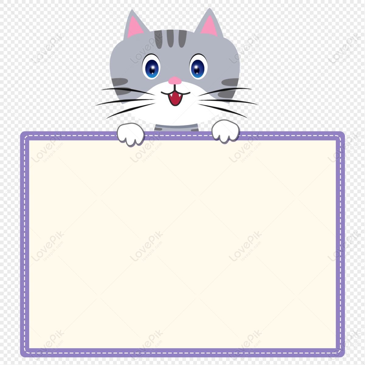 Hand Painted Border Creative Cat Small Animal Dialog Cute Title PNG Free  Download And Clipart Image For Free Download - Lovepik | 401525503