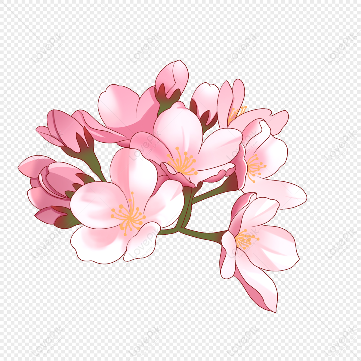 Hand Painted Bright Flower Leaves Png PNG Transparent And Clipart Image ...